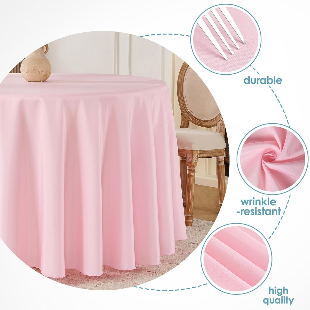 Tablecloth 10 Pack 120inch Round Table Cloth Polyester, Pink