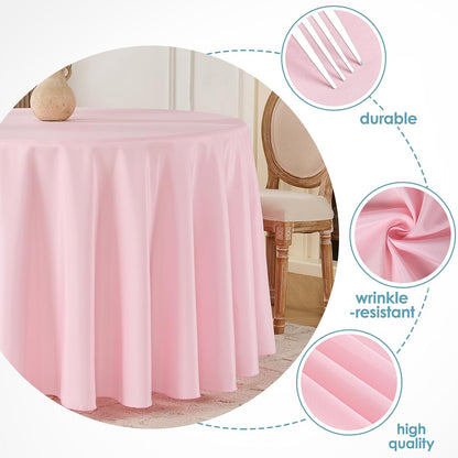 Tablecloth 10 Pack 120inch Round Table Cloth Polyester, Pink