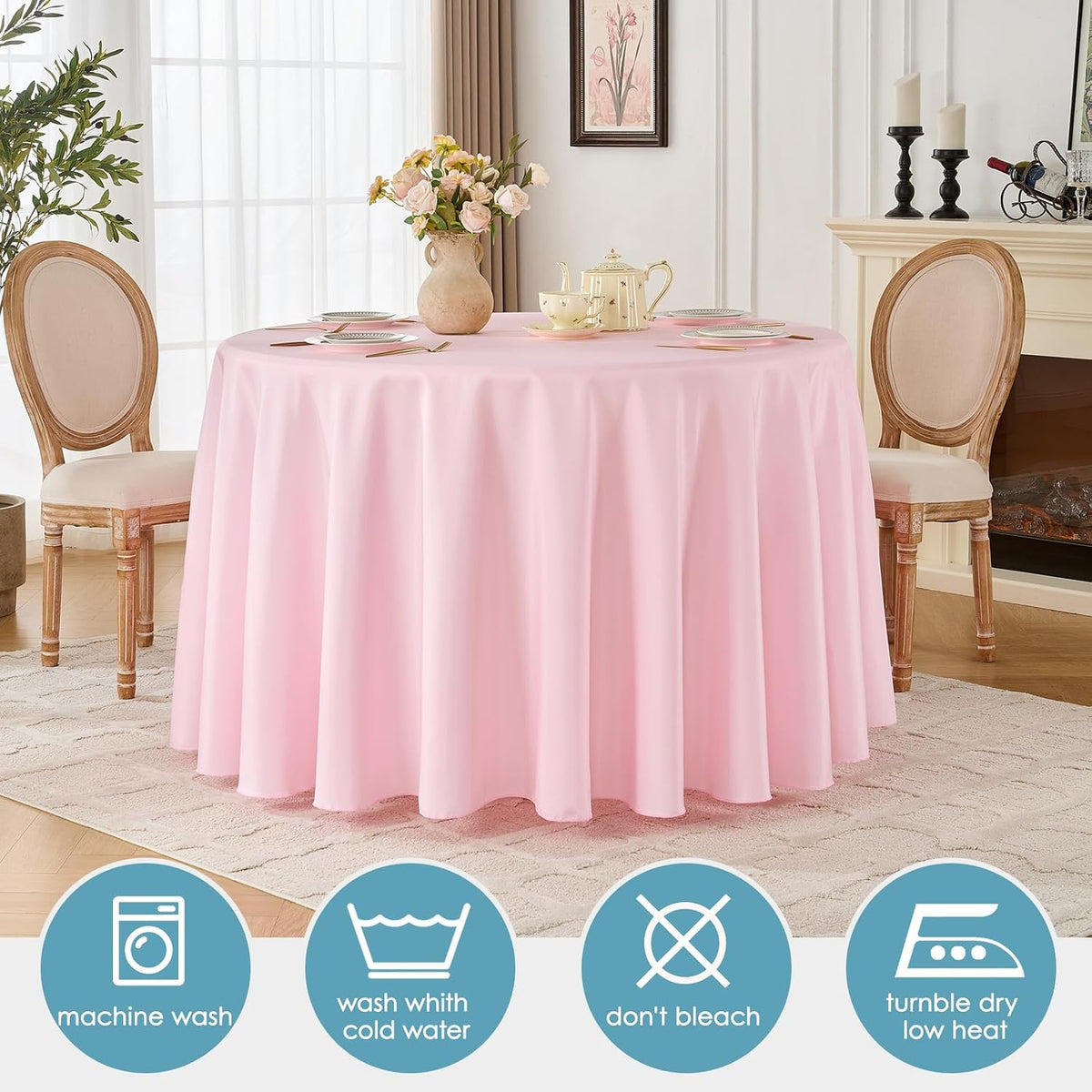 Tablecloth 10 Pack 120inch Round Table Cloth Polyester, Pink