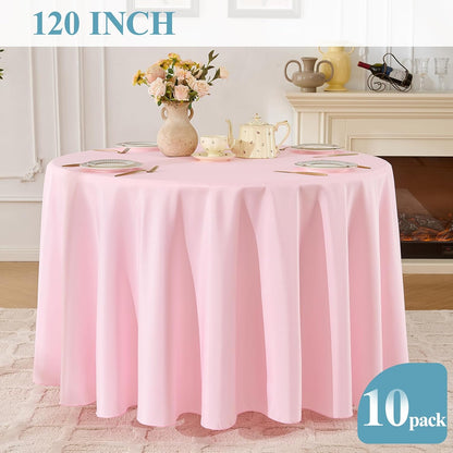Tablecloth 10 Pack 120inch Round Table Cloth Polyester, Pink