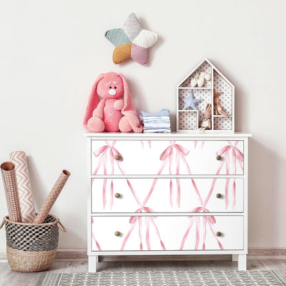 Bow Wallpaper Peel and Stick Pink Bows Preppy Coquette Wallpaper Renter Friendly Bedroom Girls Room Wall Cover Self Adhesive Contact Paper for Cabinets and Drawers 17.5x78.8 Cute Aesthetic