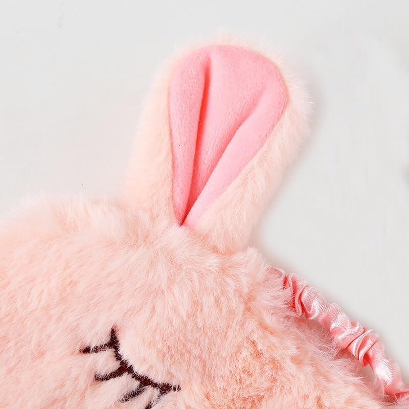 Cute Plush Animal Sleep Mask Bunny Kids Girls Women Gift Blindfold Eye Cover (Pink Bunny)