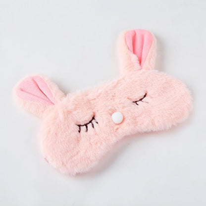 Cute Plush Animal Sleep Mask Bunny Kids Girls Women Gift Blindfold Eye Cover (Pink Bunny)