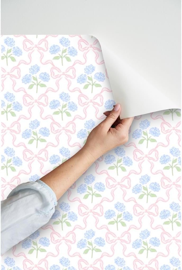 Preppy Bow Floral Peel and Stick Wallpaper