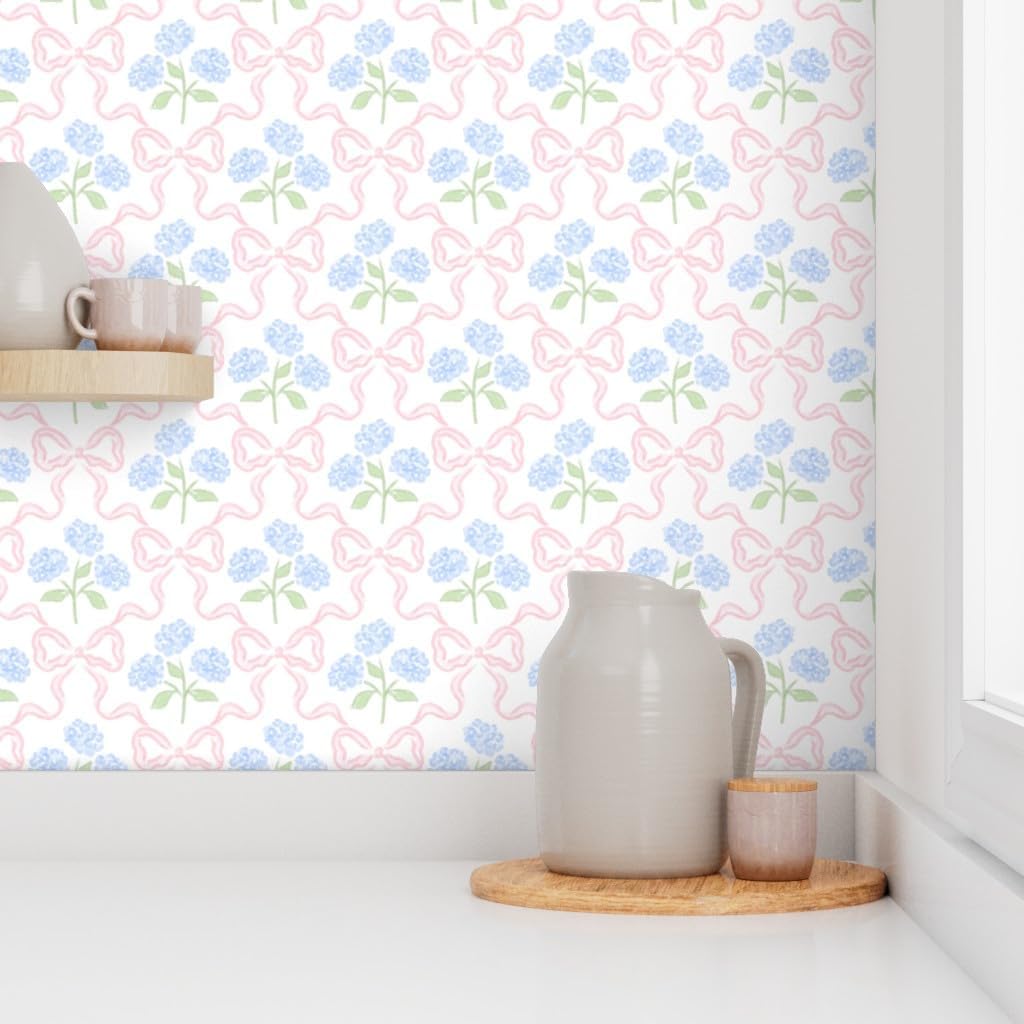 Preppy Bow Floral Peel and Stick Wallpaper