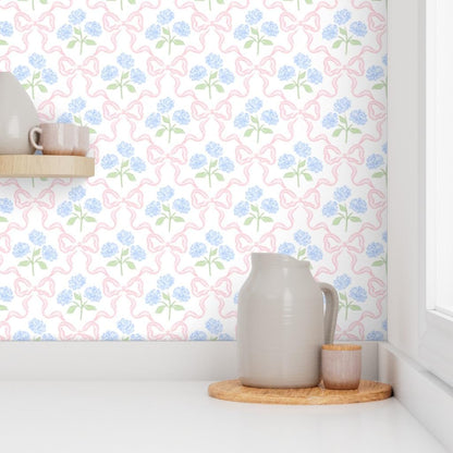 Preppy Bow Floral Peel and Stick Wallpaper