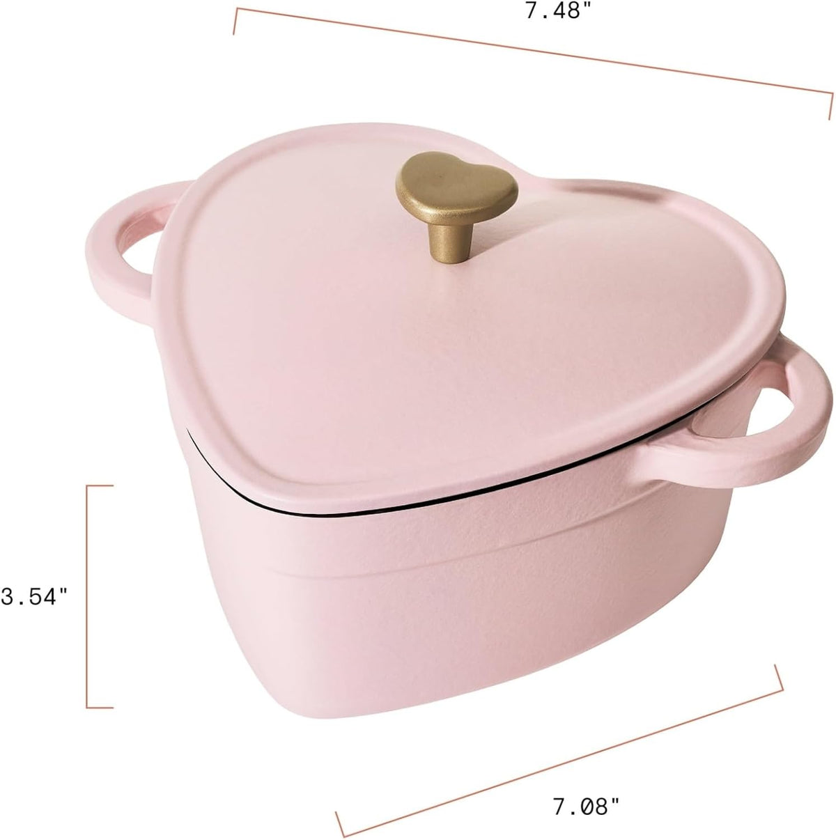 Beautiful 2-Quart Cast Iron Heart Dutch Oven, Pink Champagne, Drew Barrymore