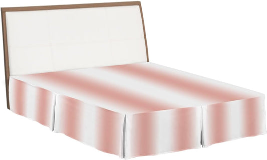 Bed Skirt Queen Size Ombre Peach Pink White Pleated Dust Ruffle Easy Fit Bedskirts with 16 Inch Drop Gradient Color Wrinkle and Fade Resistant Bedroom Decor