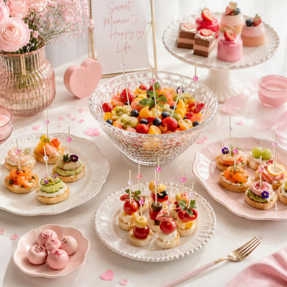 [100 Pcs] Cocktail Picks Toothpicks for Appetizers - 4.7 Inches Hot/Light Pink Pearl Cocktail Skewers for Drink, Food, Decorations for Pink Birthday Party, Baby Shower, Bachelorette, Charcuterie Board
