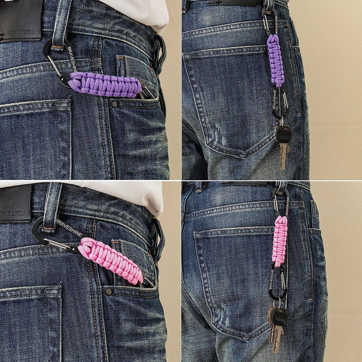 Paracord Keychain Carabiner Clip | D Ring Hanger Lanyard Hook