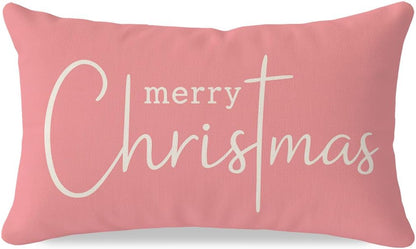 Christmas Pillow Covers 12x20 Inch, Blush Pink Christmas Decor