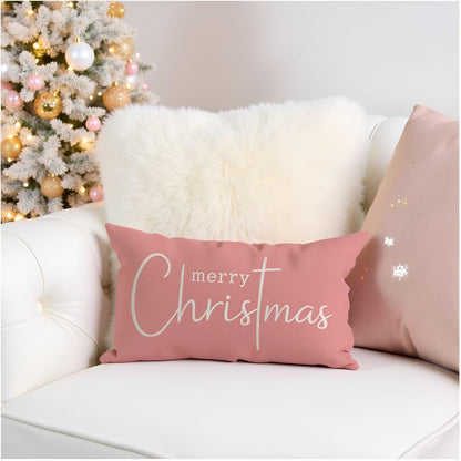 Christmas Pillow Covers 12x20 Inch, Blush Pink Christmas Decor