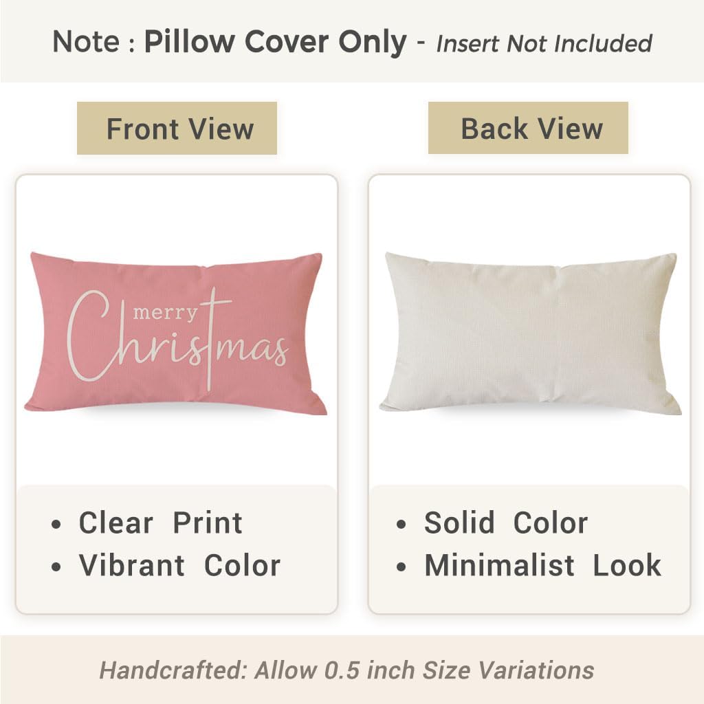 Christmas Pillow Covers 12x20 Inch, Blush Pink Christmas Decor