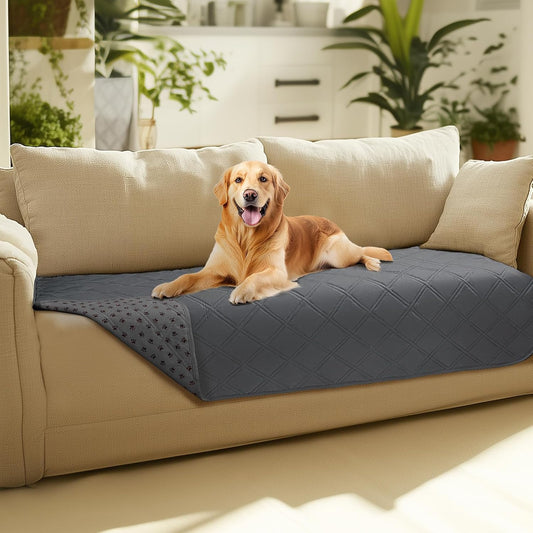 Luciphia 100% Waterproof Couch Cover Blanket for Dogs Anti-Slip Pet Couch Protector Sofa Mat Puppy Cat with Non-Slip Bottom, Grey, 30x70 Inch