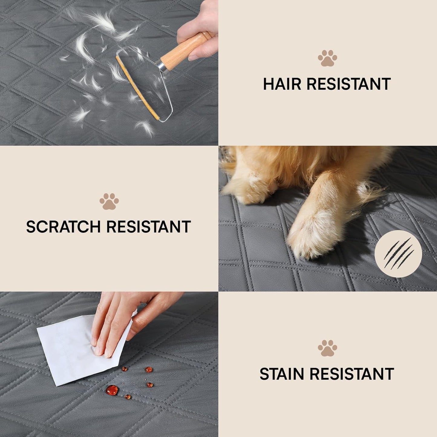 Luciphia 100% Waterproof Couch Cover Blanket for Dogs Anti-Slip Pet Couch Protector Sofa Mat Puppy Cat with Non-Slip Bottom, Grey, 30x70 Inch