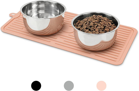 Pet Placemat for Dog and Cat, Mat for Prevent Food and Water Overflow, Suitable for Medium and Small Pet, Pink, Silicone