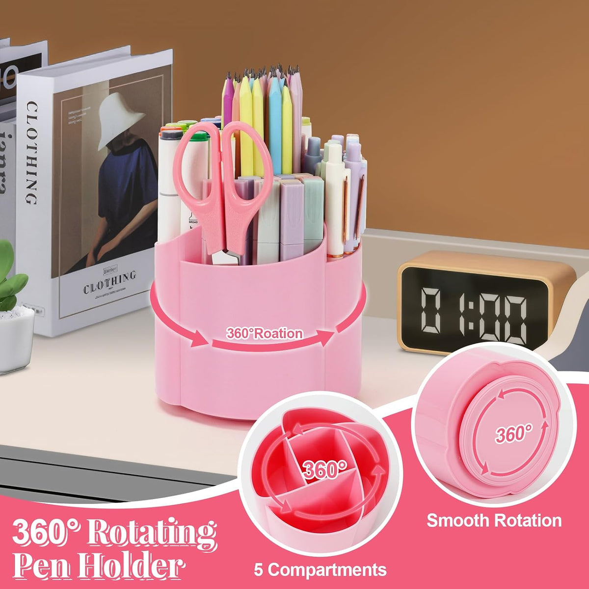 Pink Office Supplies Set with 6PCS Desk Organizer Kit