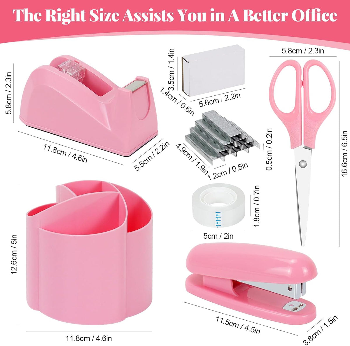 Pink Office Supplies Set with 6PCS Desk Organizer Kit