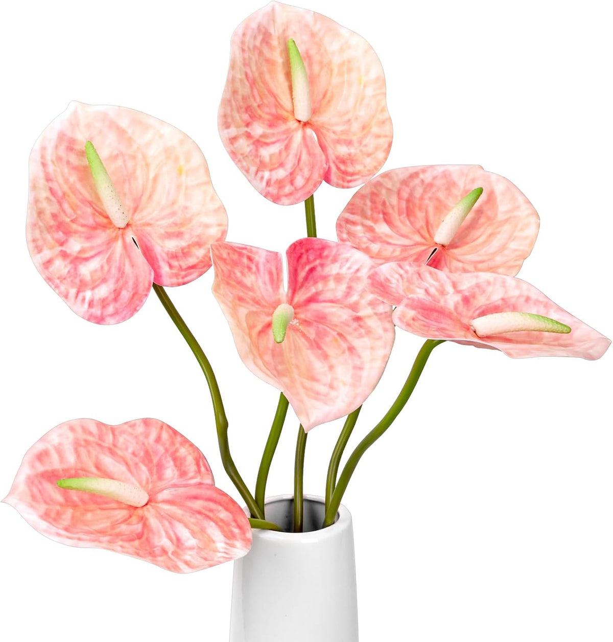 8PCS 22.8inch Anthurium Artificial Flowers Pink Faux Silk Anthurium Flower Faux Floral Arrangement for Vase Table Centerpieces Wedding Garden Home Decoration (Pink)