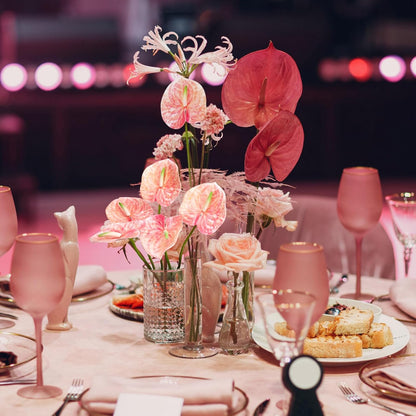 8PCS 22.8inch Anthurium Artificial Flowers Pink Faux Silk Anthurium Flower Faux Floral Arrangement for Vase Table Centerpieces Wedding Garden Home Decoration (Pink)