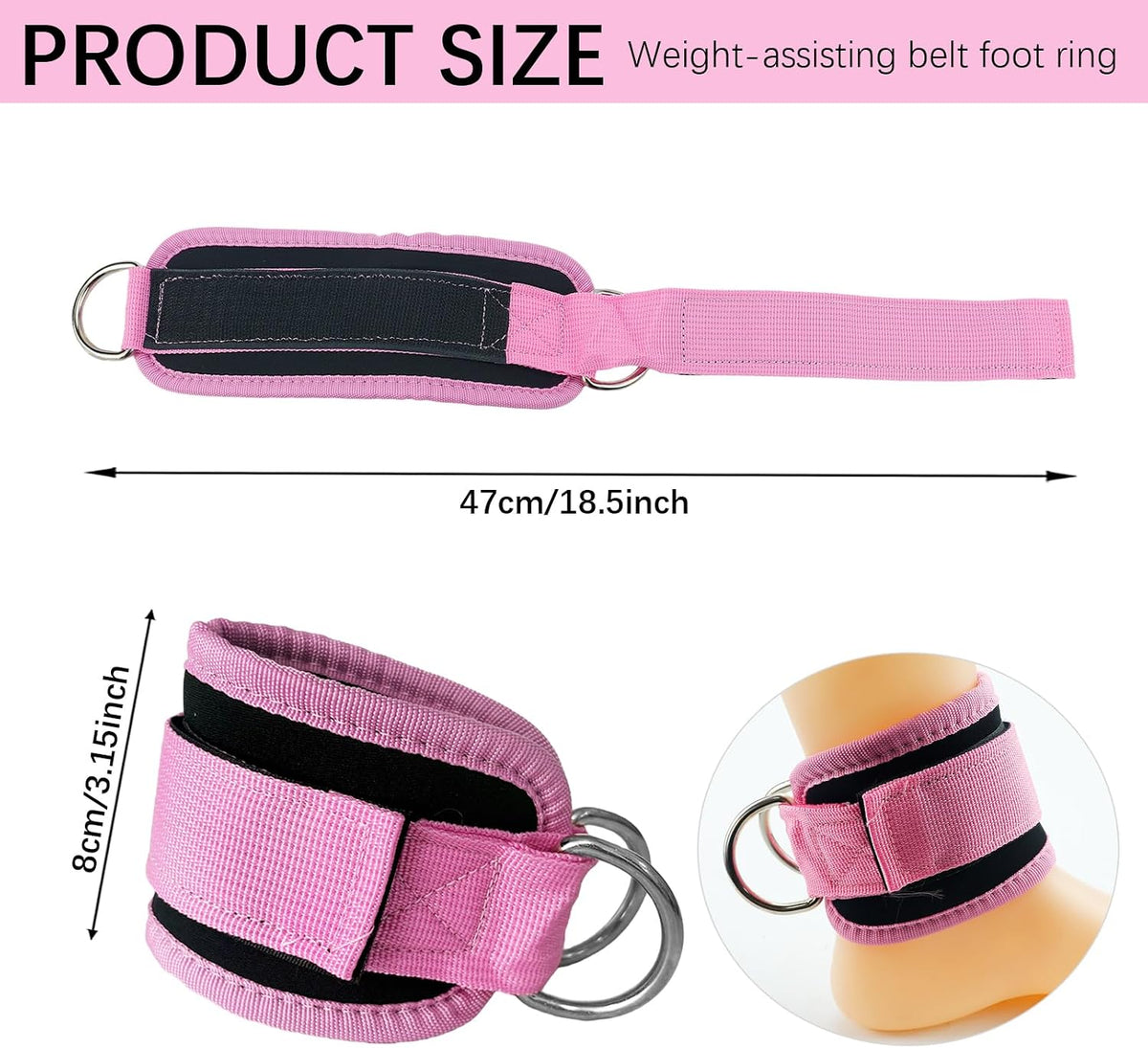 Lifting Straps with D Rings Wrist Cuff Cable Attachment Adjustable Wrist Cuffs Gym Wrist Straps for Cable Machines Strength Training Equipment