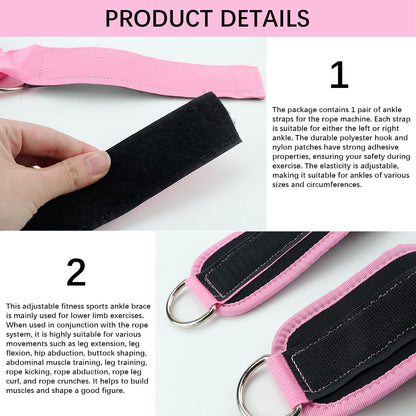 Lifting Straps with D Rings Wrist Cuff Cable Attachment Adjustable Wrist Cuffs Gym Wrist Straps for Cable Machines Strength Training Equipment