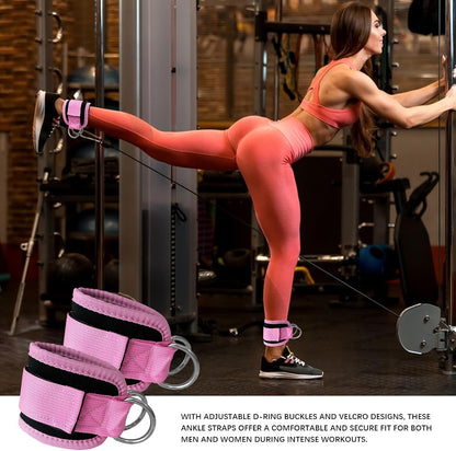 Lifting Straps with D Rings Wrist Cuff Cable Attachment Adjustable Wrist Cuffs Gym Wrist Straps for Cable Machines Strength Training Equipment