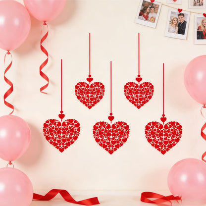 Valentine Windows Stickers Red Heart Wall Decals Romantic Love Heart Decals for Glass Windows/Doors Cling Mixed Peach Shaped Hearts Design Removable Wall Decor for Valentine Party Home & Store