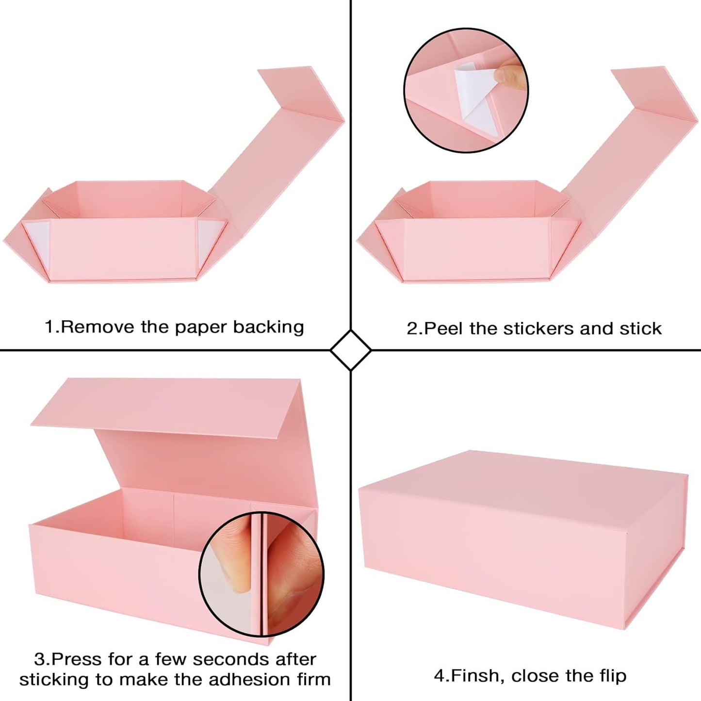 Pink Collapsible Gift Box with Magnetic Closure Lids 13.8x9x4.3 in, Large Bridesmaid Groomsman Proposal Boxes, Rectangle Present Box for Graduation Birthday Storage 1 Pack
