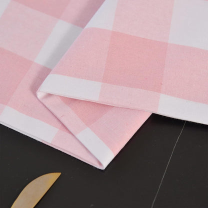 Pink & White 2 Side Buffalo Check Farmhouse Table Runner for Family Dinners or Gatherings, Indoor or Outdoor Parties, Everyday Use (12" x 36")