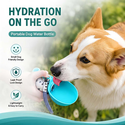 2Pcs Clawly Dog Water, 2 in 1 Portable Dog Water Bottle with Bowl, Foldable Pet Water Bottle for Small Dogs, Leak-Proof Travel Dog Water Bottle for Walking Hiking (Pink)