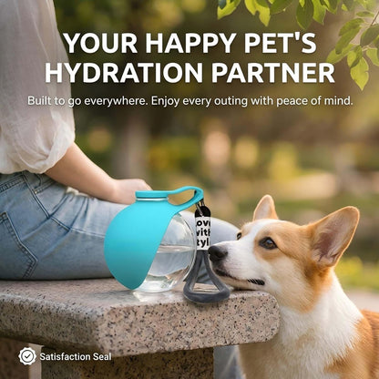 2Pcs Clawly Dog Water, 2 in 1 Portable Dog Water Bottle with Bowl, Foldable Pet Water Bottle for Small Dogs, Leak-Proof Travel Dog Water Bottle for Walking Hiking (Pink)