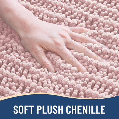 Bathroom Rugs Mat 30x17, Soft Absorbent Chenille Shaggy Bath Mat