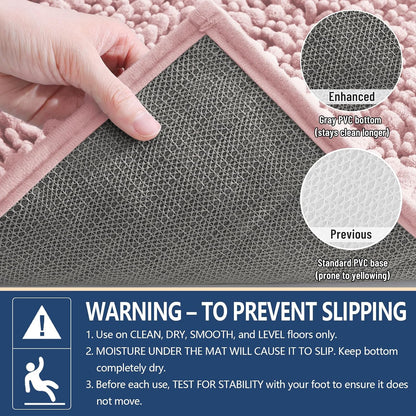 Bathroom Rugs Mat 30x17, Soft Absorbent Chenille Shaggy Bath Mat