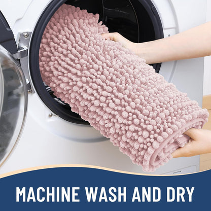 Bathroom Rugs Mat 30x17, Soft Absorbent Chenille Shaggy Bath Mat