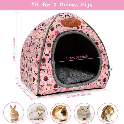 Guinea Pig Bed Hideout, Washable Hamster Cave for Small Animals