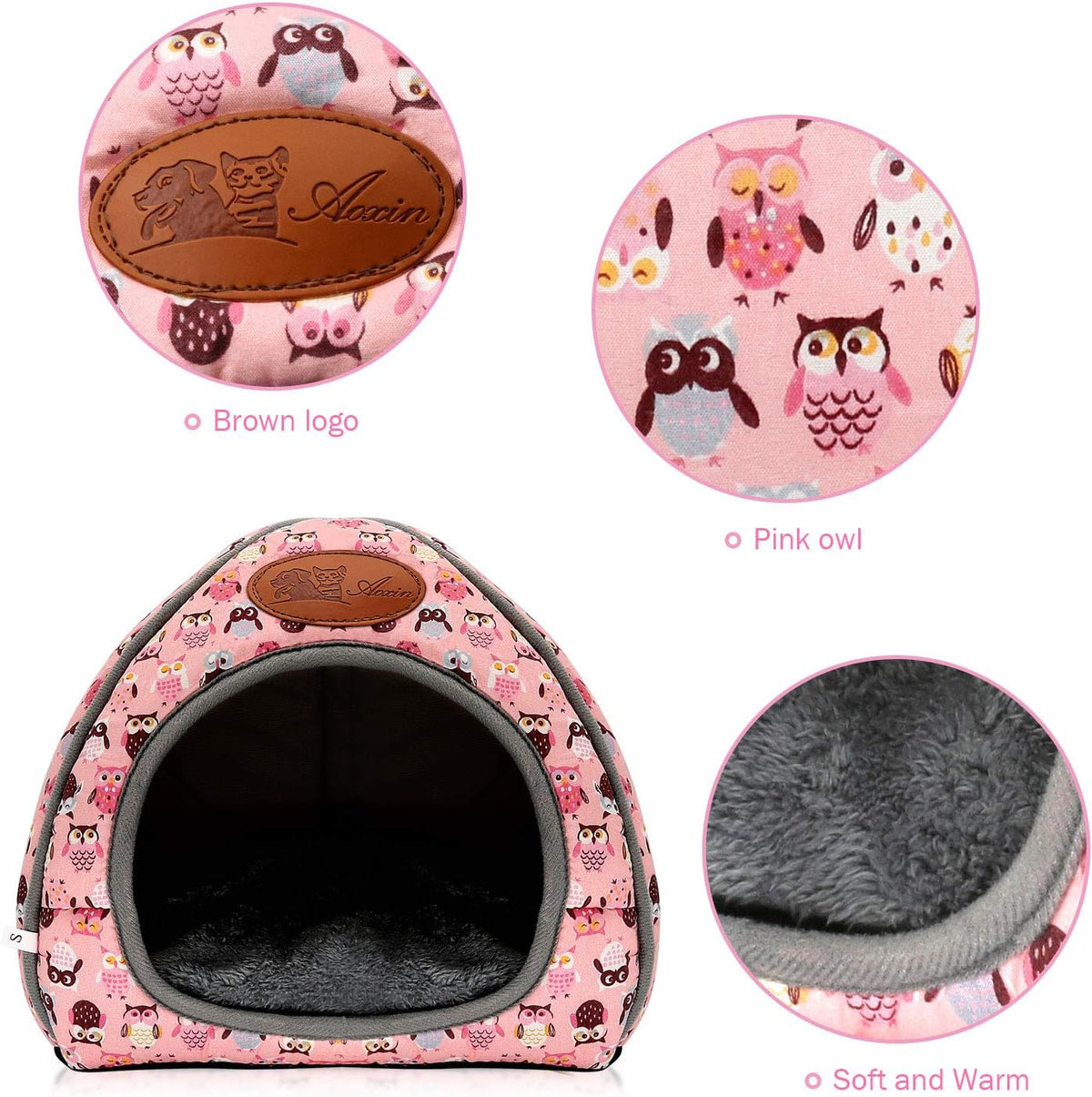 Guinea Pig Bed Hideout, Washable Hamster Cave for Small Animals