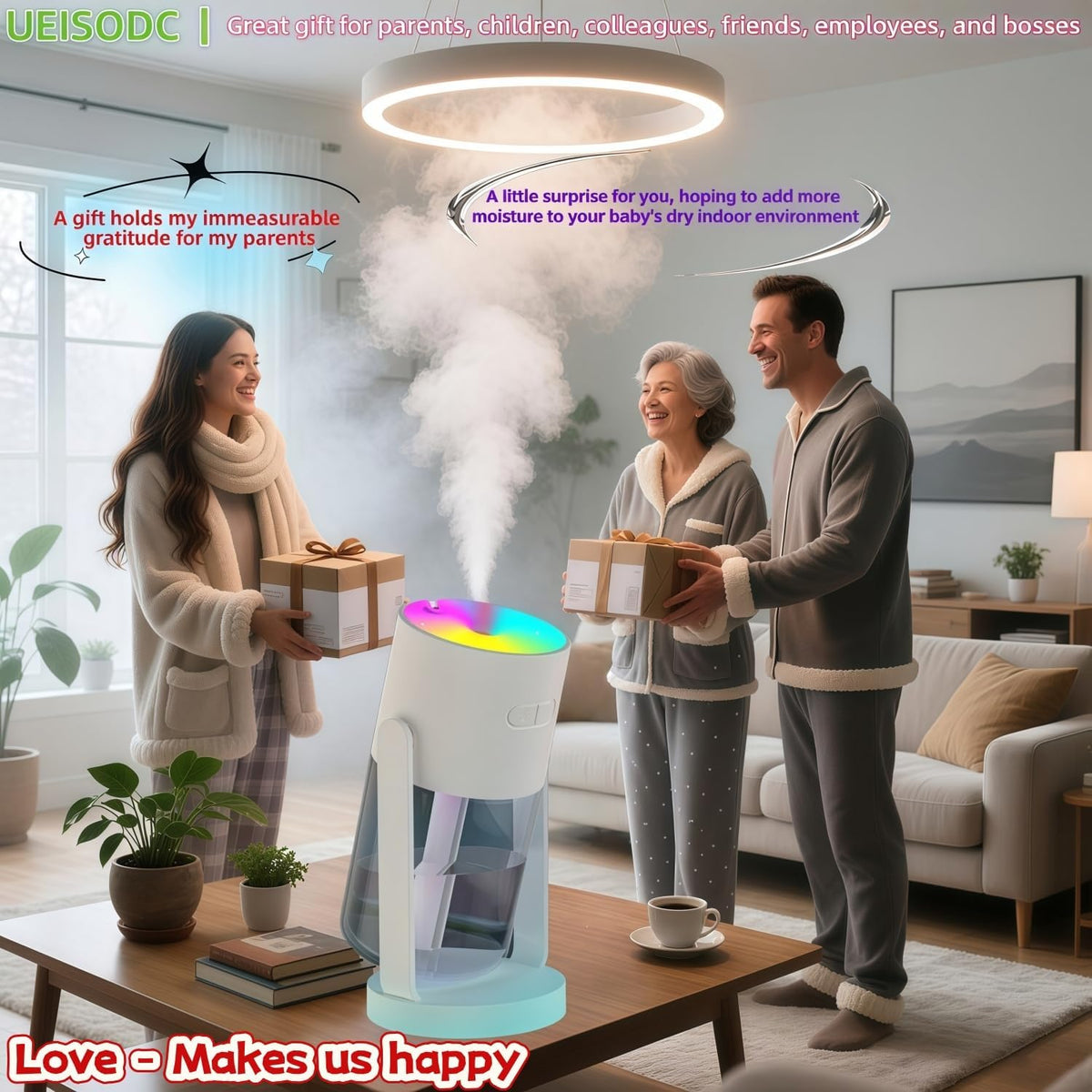 Bedroom LED Humidifier, SPA Essential Oil Diffuser, USB Car Aromatherapy Diffuser, with Auto-Shutoff, Rotatable Design, Quiet Operation, Easy Filling, and Eco-Friendly Cleaning