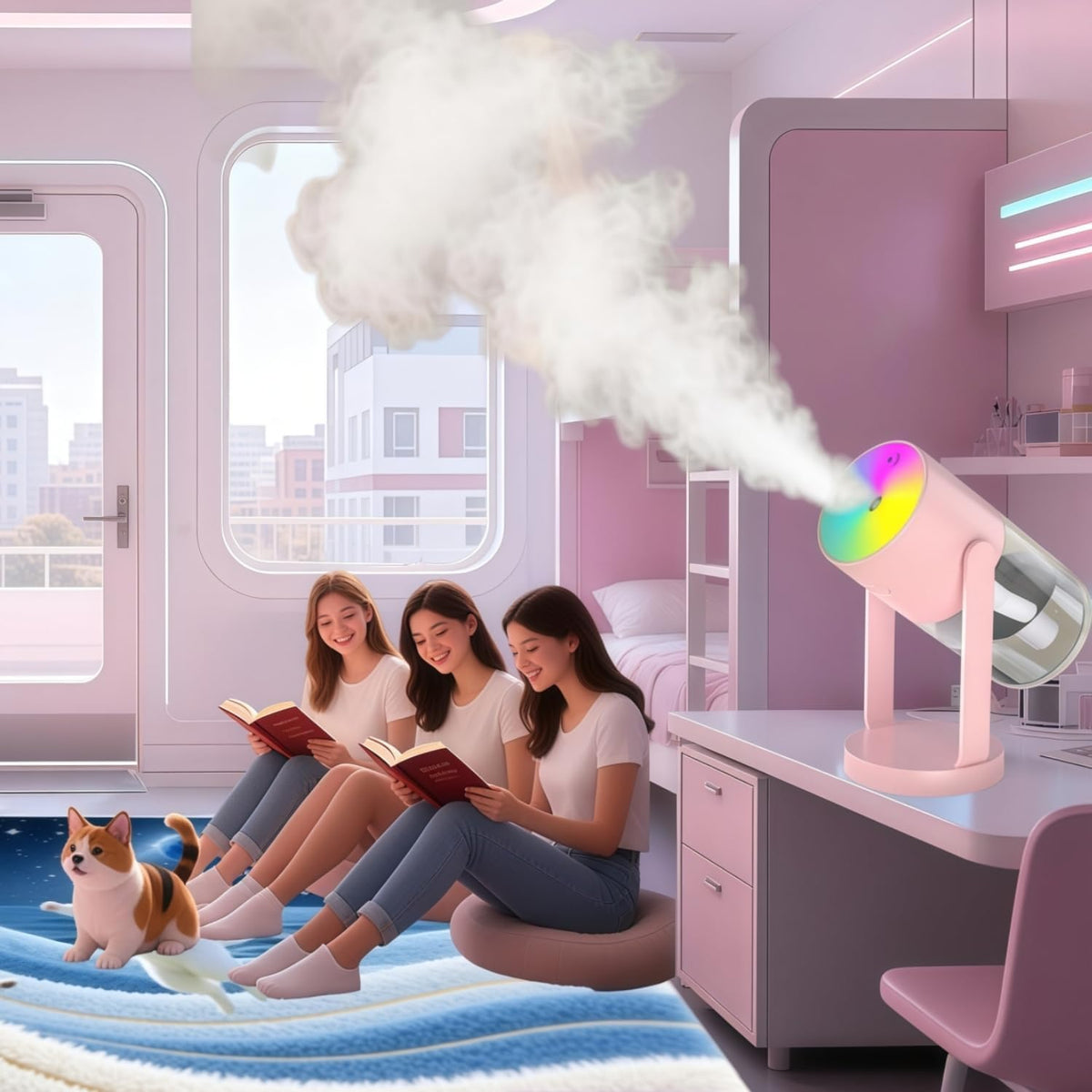 Bedroom LED Humidifier, SPA Essential Oil Diffuser, USB Car Aromatherapy Diffuser, with Auto-Shutoff, Rotatable Design, Quiet Operation, Easy Filling, and Eco-Friendly Cleaning