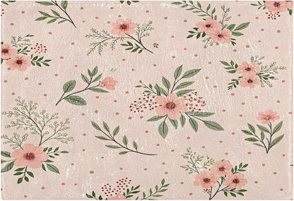 Elegant Flowers Pink Bathroom Mat Rug 24" x 16" Non Slip Super Absorbent Quick Dry Bath Mats for Bathtub Fluffy Rugs
