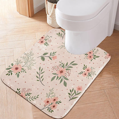 Elegant Flowers Pink Bathroom Mat Rug 24" x 16" Non Slip Super Absorbent Quick Dry Bath Mats for Bathtub Fluffy Rugs