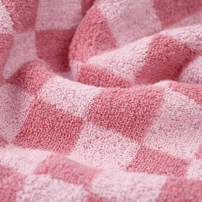 Soft Cotton Hand Towels in Pink Checkered - 4 Pack