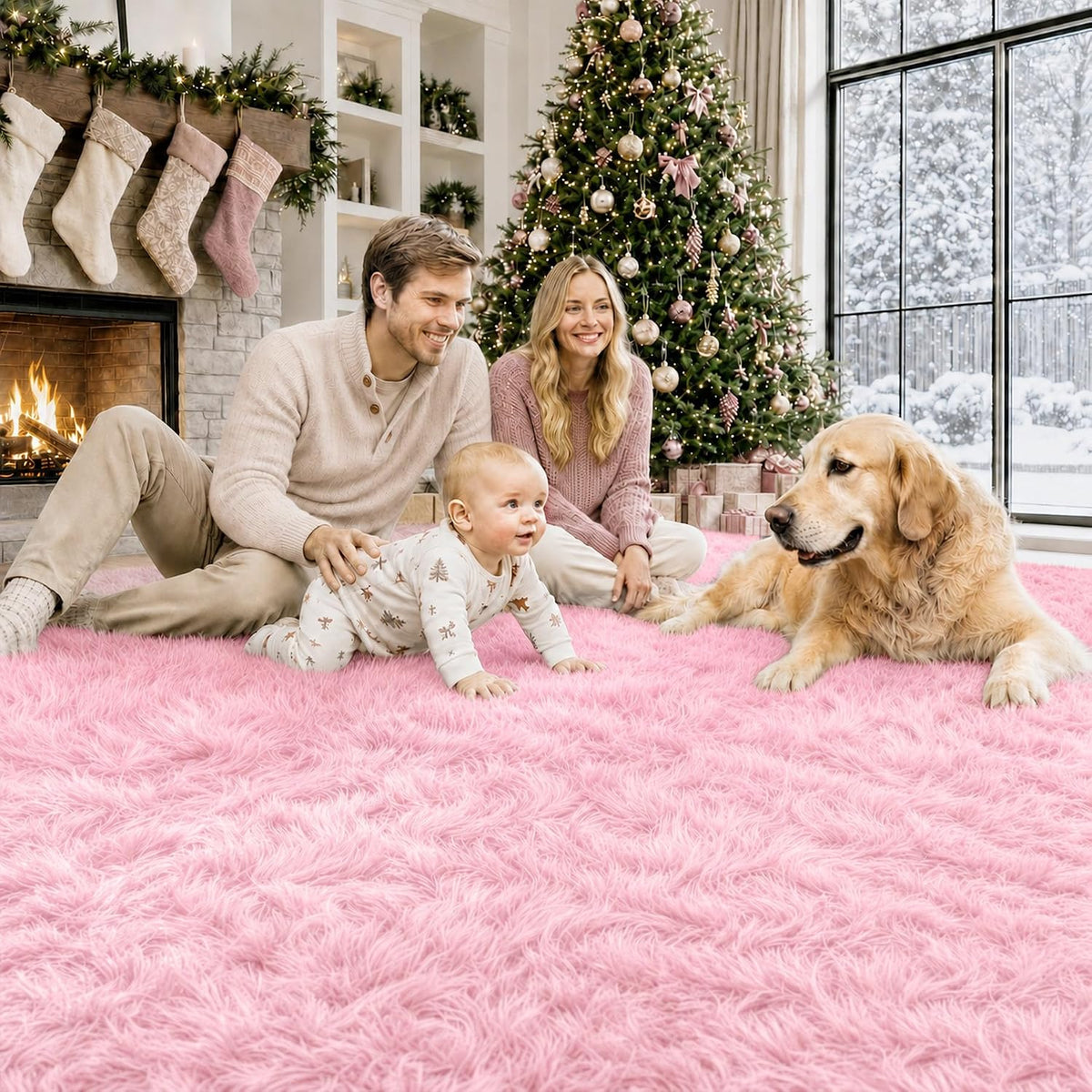 8x10 Area Rugs for Living Room: Soft Pink Fluffy Rug Shag Washable Rug Plush Fuzzy Indoor Carpet for Bedroom Nursery Playroom Girls Boys Kids Room (Pink, 8'x10')