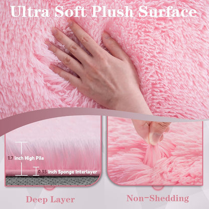 8x10 Area Rugs for Living Room: Soft Pink Fluffy Rug Shag Washable Rug Plush Fuzzy Indoor Carpet for Bedroom Nursery Playroom Girls Boys Kids Room (Pink, 8'x10')