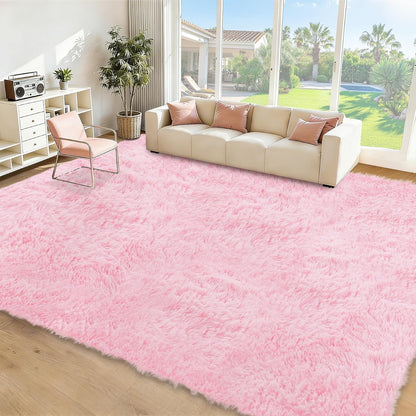 8x10 Area Rugs for Living Room: Soft Pink Fluffy Rug Shag Washable Rug Plush Fuzzy Indoor Carpet for Bedroom Nursery Playroom Girls Boys Kids Room (Pink, 8'x10')