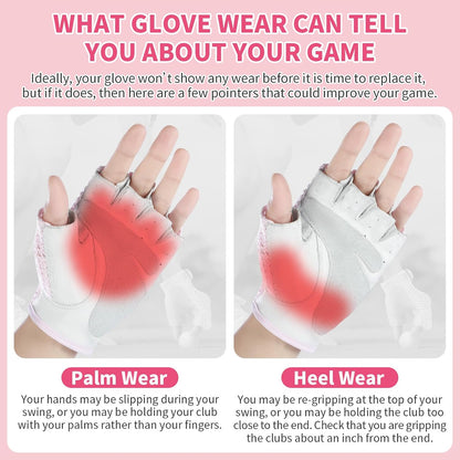 Seenelling Men's Fingerless Golf Glove 11 x 14 cm Half Finger Golf Glove Open-Finger Adjustable Breathable Hot Weather for Men