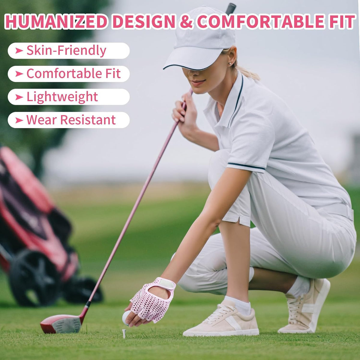 Seenelling Men's Fingerless Golf Glove 11 x 14 cm Half Finger Golf Glove Open-Finger Adjustable Breathable Hot Weather for Men