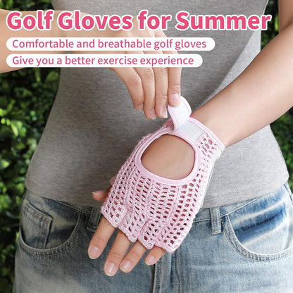 Seenelling Men's Fingerless Golf Glove 11 x 14 cm Half Finger Golf Glove Open-Finger Adjustable Breathable Hot Weather for Men