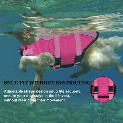 Dog Life Jacket, Cute Shark Dog Life Vest for Swimming Boating with Superior Buoyancy & Rescue Handle, Adjustable Puppy Floating Swim Vest for Small Medium Large Dogs - Pink, M
