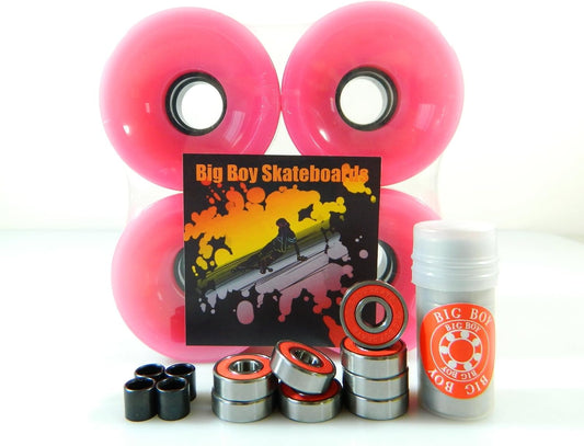 Longboard Cruiser Skateboard High Rebound Wheels + ABEC-7 Speed Bearings Pink